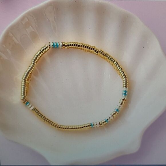 Puravida Metal And Enamel Gold Stretch Bracelet - NWT - Picture 4 of 6